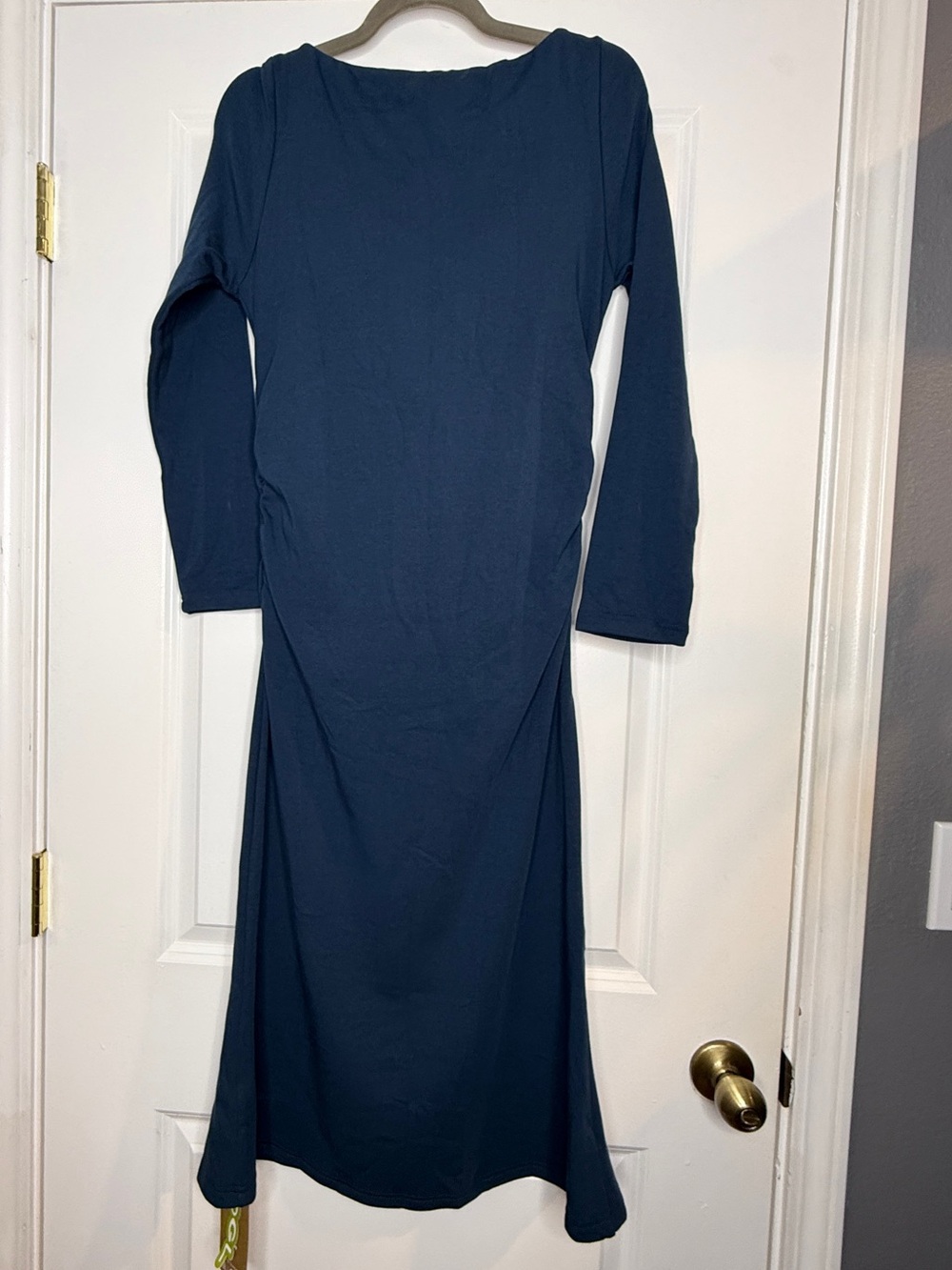 OGL Sz LSlate Blue Fit-Flare Long Sleeve Built-bra Midi Dress | NWT - Picture 10 of 10